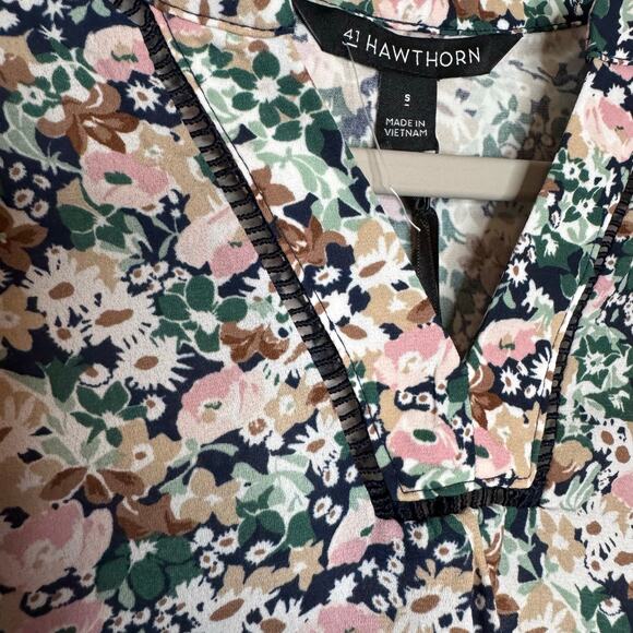 41 Hawthorn London Mixed Media Blouse Multicolor Short Sleeve NWT Size Small - Picture 4 of 8